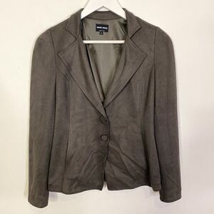 CLEARANCE - Giorgio Armani Brown Microsuede Two Button Blazer with Pockets